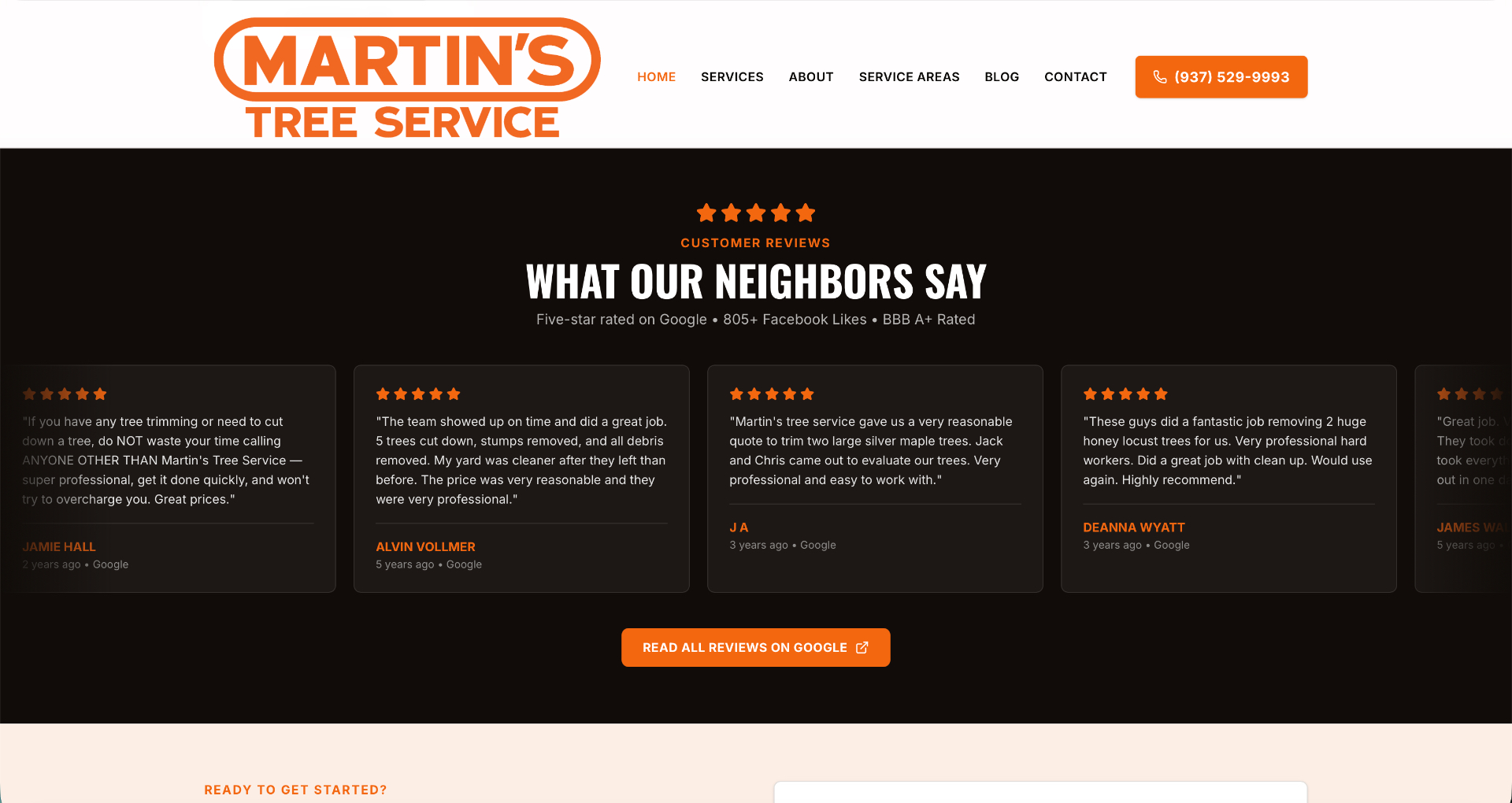 Martin's Tree Service website screenshot